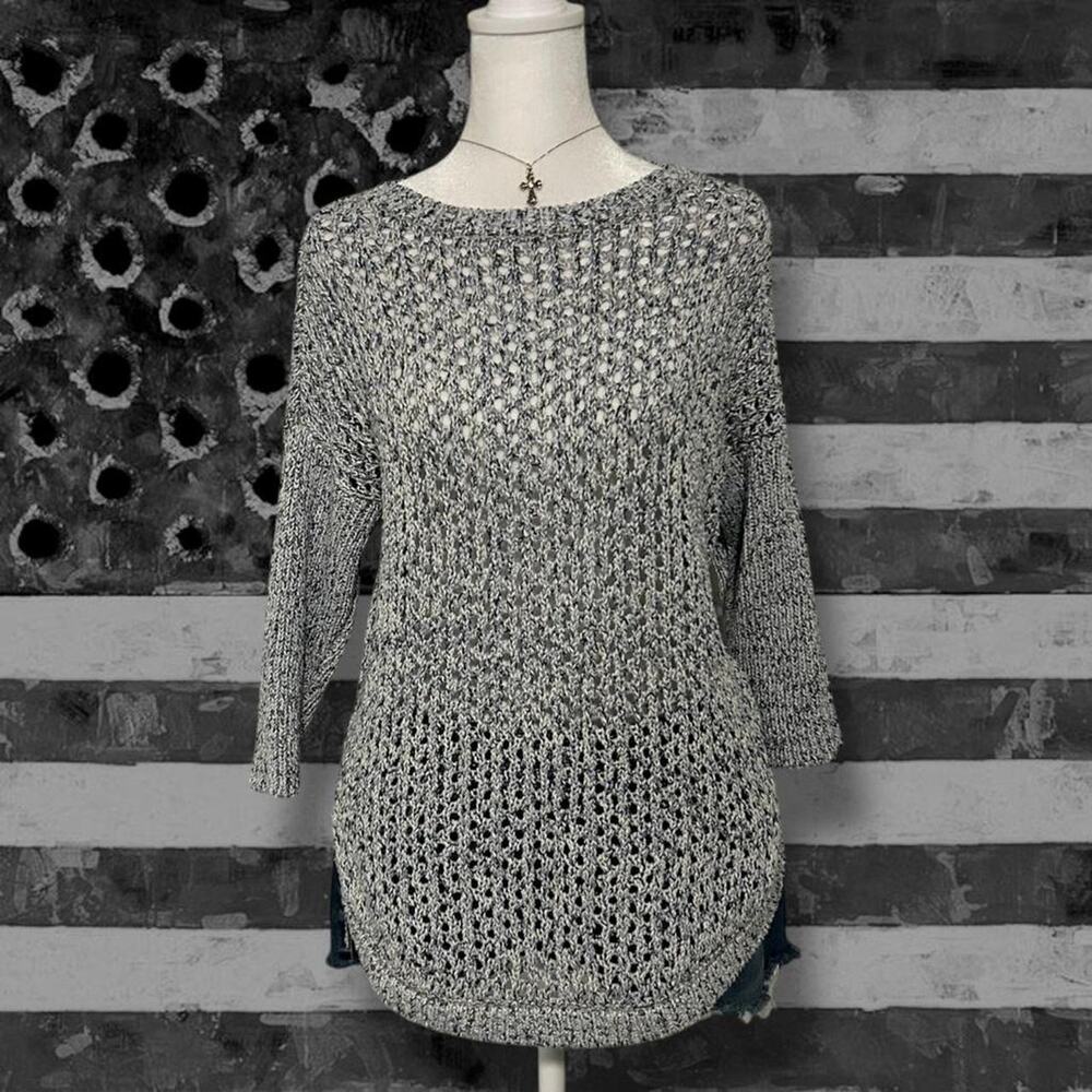 marled yarn airy crochet open-knit everyday wear sweater top